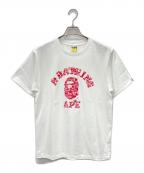 A BATHING APEアベイシングエイプ）の古着「A BATHING APE　CAMO COLLEDE TEE　半袖カットソー」｜ホワイト×レッド