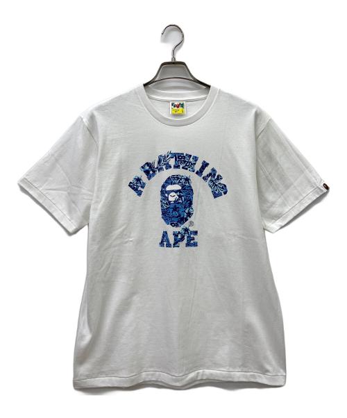 A BATHING APE（アベイシングエイプ）A BATHING APE (アベイシングエイプ) 半袖カットソー ホワイト×ブルー サイズ:Lの古着・服飾アイテム