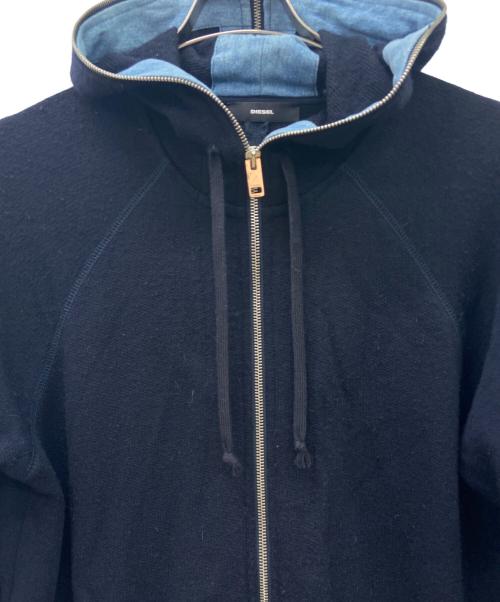 DIESEL（ディーゼル）DIESEL (ディーゼル) フーデッドジャケット ネイビー×ブルー サイズ:Lの古着・服飾アイテム