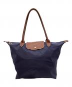 LONGCHAMPロンシャン）の古着「LONGCHAMP　ルプリアージュ　トートバッグ」｜ネイビー×ブラウン