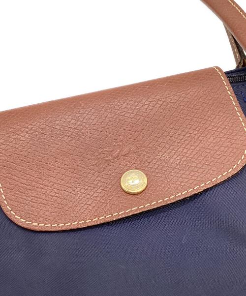 LONGCHAMP（ロンシャン）LONGCHAMP (ロンシャン) LONGCHAMP　ルプリアージュ　トートバッグ ネイビー×ブラウンの古着・服飾アイテム