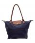 LONGCHAMP（ロンシャン）の古着「LONGCHAMP　ルプリアージュ　トートバッグ」｜ネイビー×ブラウン