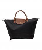 LONGCHAMPロンシャン）の古着「LONGCHAMP　ルプリアージュ　トートバッグ」｜ブラック×ブラウン