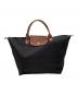 LONGCHAMP（ロンシャン）の古着「LONGCHAMP　ルプリアージュ　トートバッグ」｜ブラック×ブラウン