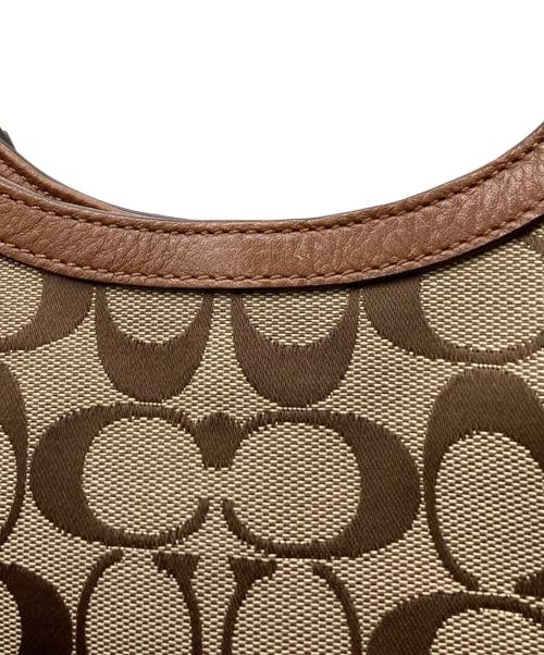 COACH（コーチ）COACH (コーチ) COACH　シグネチャー　セミショルダーバッグ ベージュ×ピンクの古着・服飾アイテム