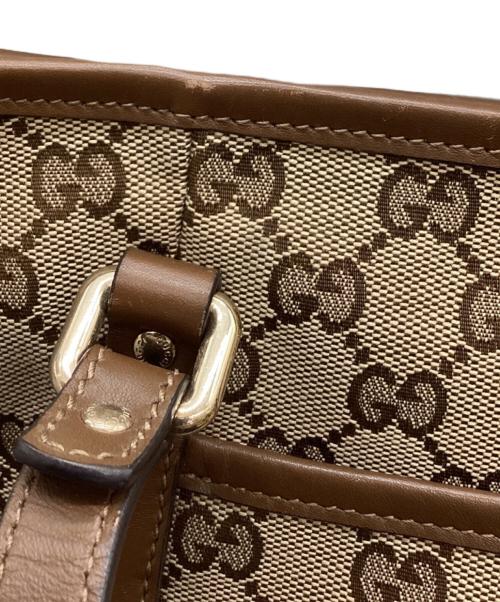 GUCCI（グッチ）GUCCI (グッチ) GUCCI　GGスプリーム　トートバッグ ベージュ×ブラウンの古着・服飾アイテム