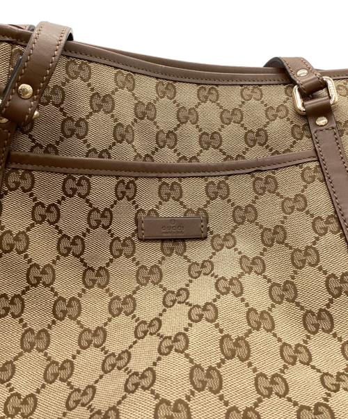 GUCCI（グッチ）GUCCI (グッチ) GUCCI　GGスプリーム　トートバッグ ベージュ×ブラウンの古着・服飾アイテム