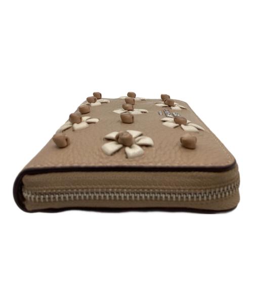 COACH（コーチ）COACH (コーチ) COACH　トープレザー ミディアム ID ジップウォレット　2つ折り財布 ベージュ×ホワイトの古着・服飾アイテム
