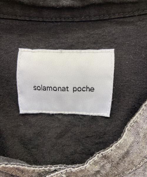 SALAMONAT POCHE（ソラモネ ポッシェ）salamonat poche (ソラモネ ポッシェ) ノーカラー半袖シャツ グレー サイズ:下記サイズ参照の古着・服飾アイテム