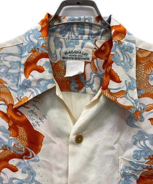 MAKANA LEI（マカナレイ）MAKANA LEI (マカナレイ) 半袖シャツ アイボリー×オレンジ サイズ:Lの古着・服飾アイテム