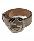 GUCCIグッチ）の古着「GUCCI　インターロッキングGバックル　レザーベルト」｜ベージュ