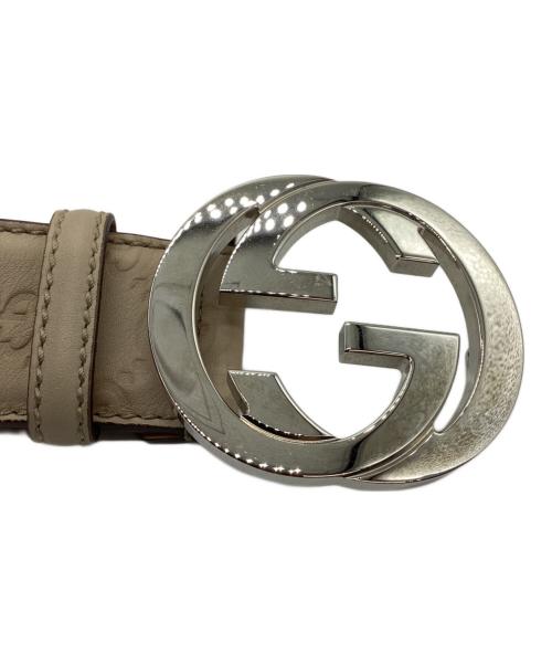 GUCCI（グッチ）GUCCI (グッチ) GUCCI　インターロッキングGバックル　レザーベルト ベージュの古着・服飾アイテム