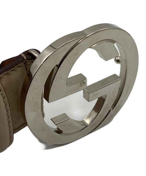 GUCCI（グッチ）GUCCI (グッチ) GUCCI　インターロッキングGバックル　レザーベルト ベージュの古着・服飾アイテム
