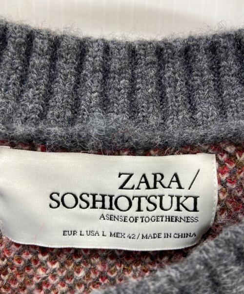 ZARA（ザラ）ZARA (ザラ) SOSHIOTSUKI (ソウシ オオツキ) ZARA×SOSHIOTSUKI　厚手ニット グレー×ベージュ サイズ:Lの古着・服飾アイテム