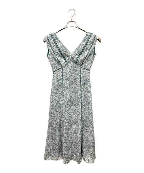 HER LIP TO（ハーリップトゥ）HER LIP TO (ハーリップトゥ) Lace Trimmed Floral Dress グリーン×ホワイト サイズ:Mの古着・服飾アイテム