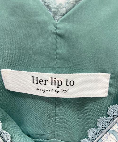 HER LIP TO（ハーリップトゥ）HER LIP TO (ハーリップトゥ) Lace Trimmed Floral Dress グリーン×ホワイト サイズ:Mの古着・服飾アイテム