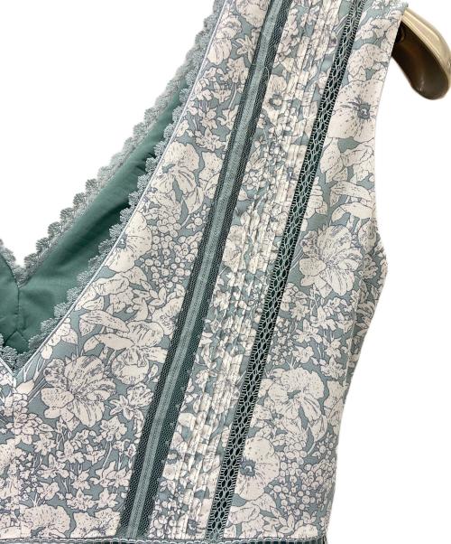 HER LIP TO（ハーリップトゥ）HER LIP TO (ハーリップトゥ) Lace Trimmed Floral Dress グリーン×ホワイト サイズ:Mの古着・服飾アイテム