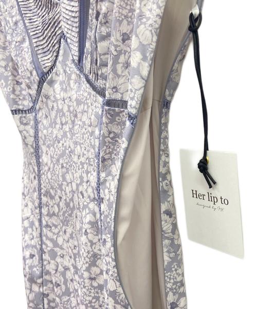 HER LIP TO（ハーリップトゥ）HER LIP TO (ハーリップトゥ) Lace Trimmed Floral Dress パープル×ホワイト サイズ:M 未使用品の古着・服飾アイテム