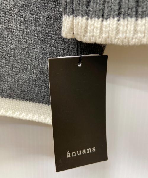 anuans（アニュアンス）anuans (アニュアンス) anuans　厚手ニット グレー×ホワイト サイズ:free   未使用品の古着・服飾アイテム