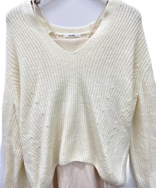 Snidel（スナイデル）Snidel (スナイデル) 長袖ワンピース ホワイト×ベージュ サイズ:SIZE1 未使用品の古着・服飾アイテム
