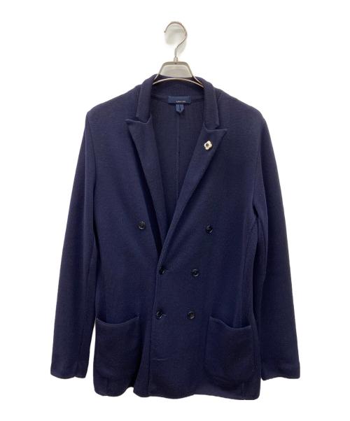 LARDINI（ラルディーニ）LARDINI (ラルディーニ) ミラノリブダブルブレストニットジャケット ネイビー サイズ:Lの古着・服飾アイテム