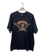 HARLEY-DAVIDSONハーレーダビッドソン）の古着「HARLEY-DAVIDSON　半袖カットソー」｜ブラック×オレンジ