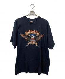 HARLEY-DAVIDSON（ハーレーダビッドソン）の古着「HARLEY-DAVIDSON　半袖カットソー」｜ブラック×オレンジ