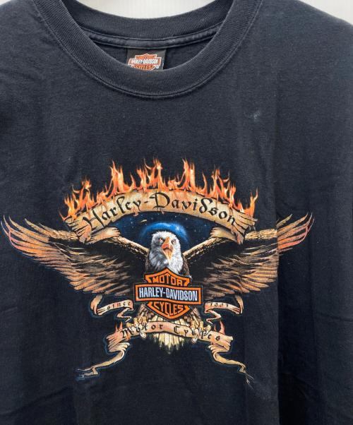 HARLEY-DAVIDSON（ハーレーダビッドソン）HARLEY-DAVIDSON (ハーレーダビッドソン) HARLEY-DAVIDSON　半袖カットソー ブラック×オレンジ サイズ:2XLの古着・服飾アイテム