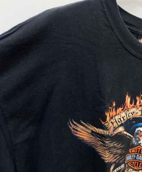 HARLEY-DAVIDSON（ハーレーダビッドソン）HARLEY-DAVIDSON (ハーレーダビッドソン) HARLEY-DAVIDSON　半袖カットソー ブラック×オレンジ サイズ:2XLの古着・服飾アイテム