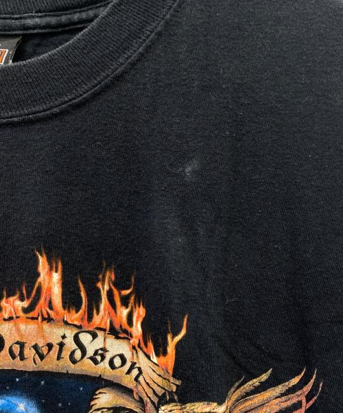 HARLEY-DAVIDSON（ハーレーダビッドソン）HARLEY-DAVIDSON (ハーレーダビッドソン) HARLEY-DAVIDSON　半袖カットソー ブラック×オレンジ サイズ:2XLの古着・服飾アイテム