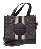 COACHコーチ）の古着「COACH　シグネチャー　デンプシーバッチ　2WAYショルダーバッグ」｜ブラック×グレー