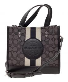 COACH（コーチ）の古着「COACH　シグネチャー　デンプシーバッチ　2WAYショルダーバッグ」｜ブラック×グレー