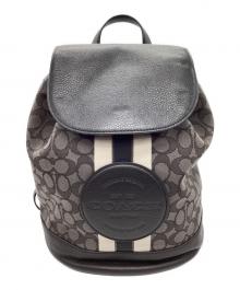 COACH（コーチ）の古着「COACH　シグネチャー　デンプシードローストリングバックパック　リュック」｜ブラック×グレー