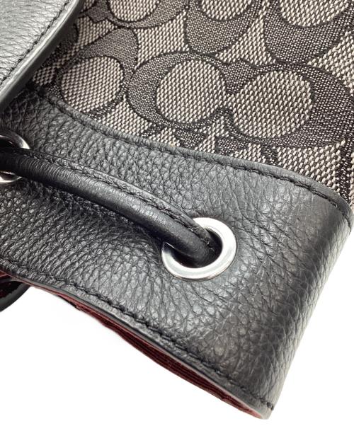 COACH（コーチ）COACH (コーチ) COACH　シグネチャー　デンプシードローストリングバックパック　リュック ブラック×グレーの古着・服飾アイテム