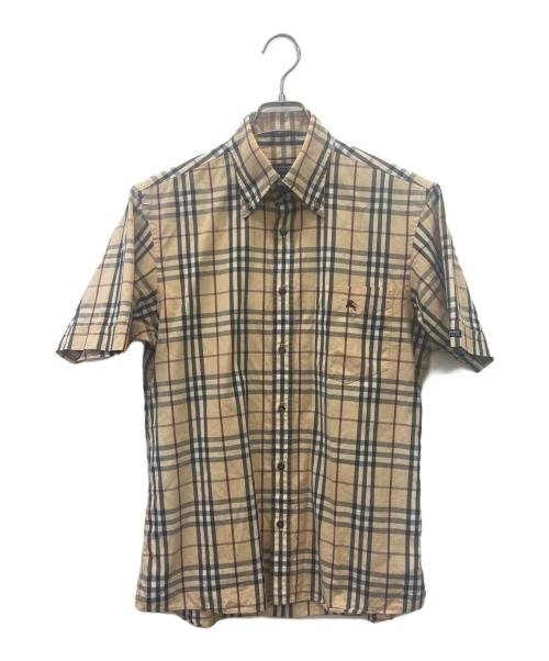 BURBERRY BLACK LABEL（バーバリーブラックレーベル）BURBERRY BLACK LABEL (バーバリーブラックレーベル) 半袖シャツ ベージュ×ブラック サイズ:2の古着・服飾アイテム
