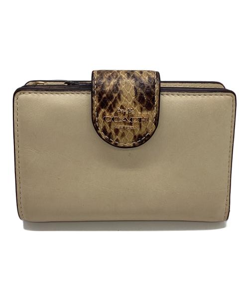 COACH（コーチ）COACH (コーチ) COACH　2つ折り財布 ベージュ×ブラウンの古着・服飾アイテム