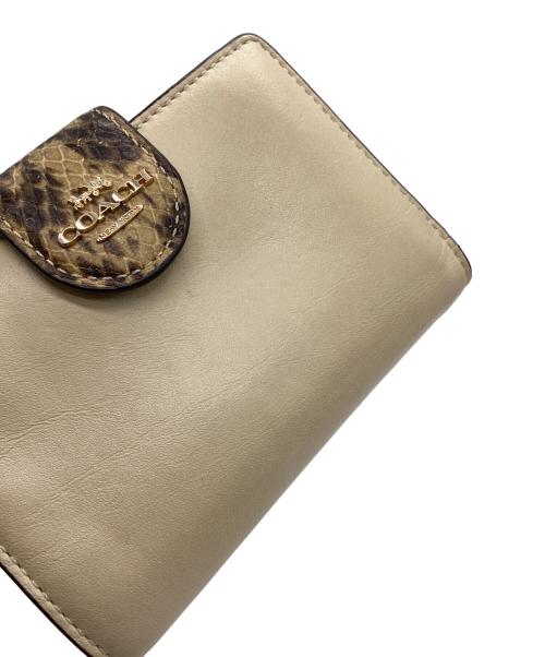 COACH（コーチ）COACH (コーチ) COACH　2つ折り財布 ベージュ×ブラウンの古着・服飾アイテム