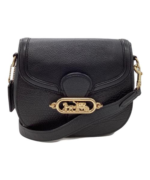 COACH（コーチ）COACH (コーチ) COACH　バッファローエンボスドレザージェイドサドル　ショルダーバッグ ブラック×ゴールドの古着・服飾アイテム
