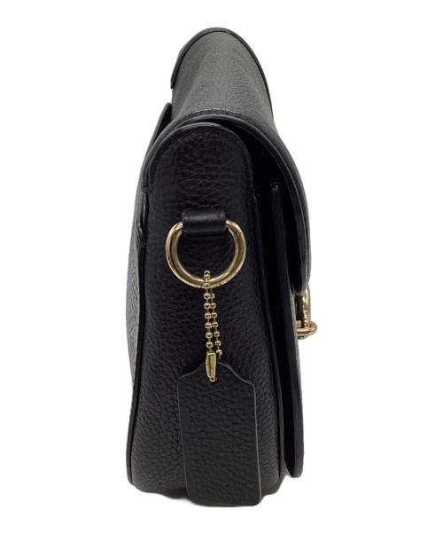 COACH（コーチ）COACH (コーチ) COACH　バッファローエンボスドレザージェイドサドル　ショルダーバッグ ブラック×ゴールドの古着・服飾アイテム