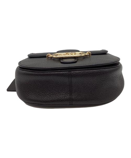 COACH（コーチ）COACH (コーチ) COACH　バッファローエンボスドレザージェイドサドル　ショルダーバッグ ブラック×ゴールドの古着・服飾アイテム