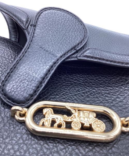 COACH（コーチ）COACH (コーチ) COACH　バッファローエンボスドレザージェイドサドル　ショルダーバッグ ブラック×ゴールドの古着・服飾アイテム