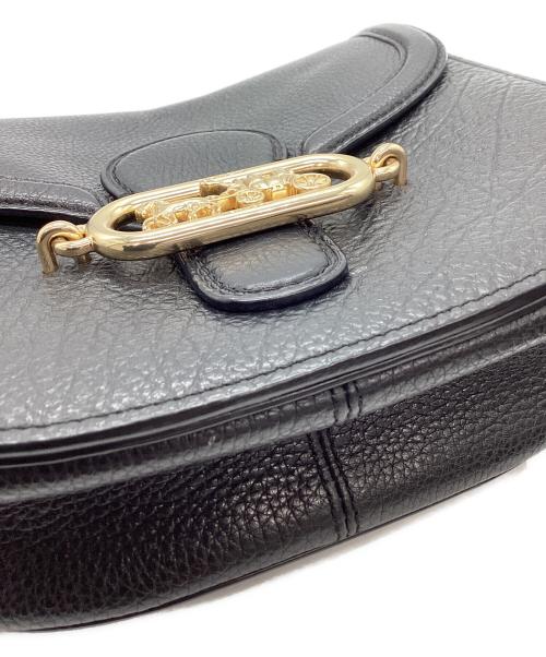 COACH（コーチ）COACH (コーチ) COACH　バッファローエンボスドレザージェイドサドル　ショルダーバッグ ブラック×ゴールドの古着・服飾アイテム