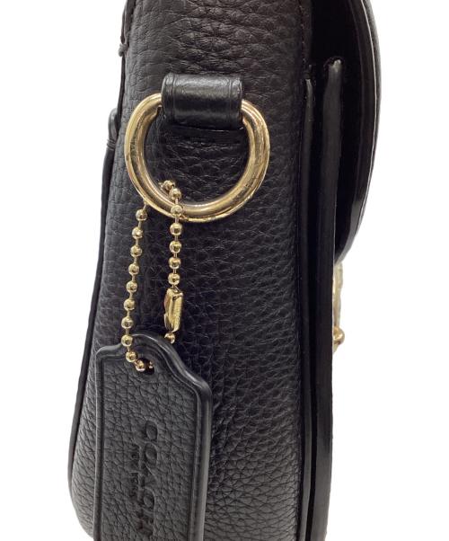 COACH（コーチ）COACH (コーチ) COACH　バッファローエンボスドレザージェイドサドル　ショルダーバッグ ブラック×ゴールドの古着・服飾アイテム