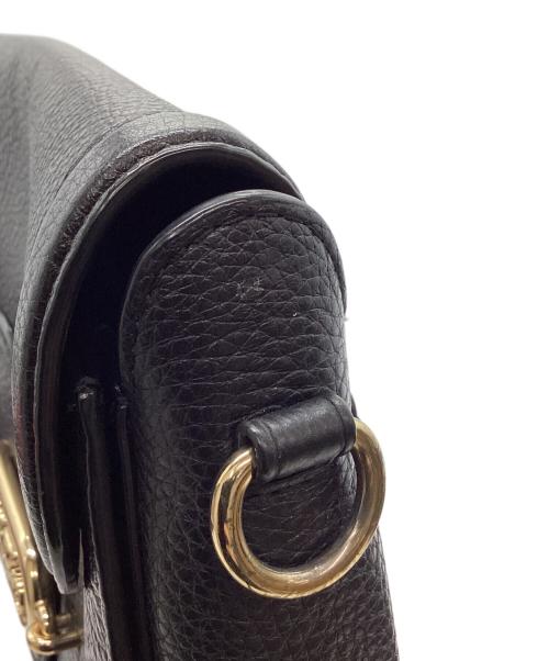 COACH（コーチ）COACH (コーチ) COACH　バッファローエンボスドレザージェイドサドル　ショルダーバッグ ブラック×ゴールドの古着・服飾アイテム