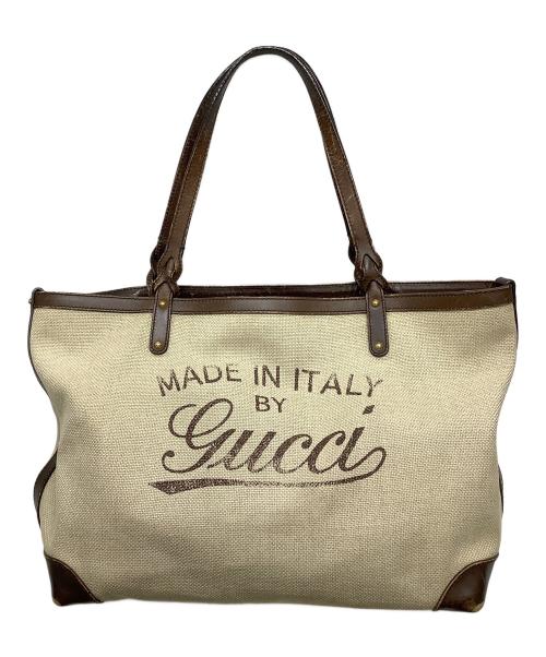 GUCCI（グッチ）GUCCI (グッチ) キャンバストートバッグ ベージュ×ブラウン サイズ:なしの古着・服飾アイテム