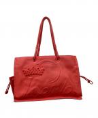 LOEWEロエベ）の古着「LOEWE　スタッズレザークラウンハンドバッグ　トートバッグ」｜レッド