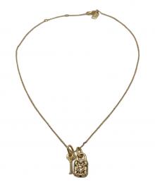COACH（コーチ）の古着「COACH　キルテッドパッドロックチェーンネックレス」｜ゴールド