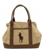 POLO RALPH LAURENポロ・ラルフローレン）の古着「POLO RALPH LAUREN　ハンドバッグ」｜ベージュ×ブラウン