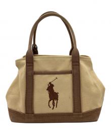 POLO RALPH LAUREN（ポロ・ラルフローレン）の古着「POLO RALPH LAUREN　ハンドバッグ」｜ベージュ×ブラウン