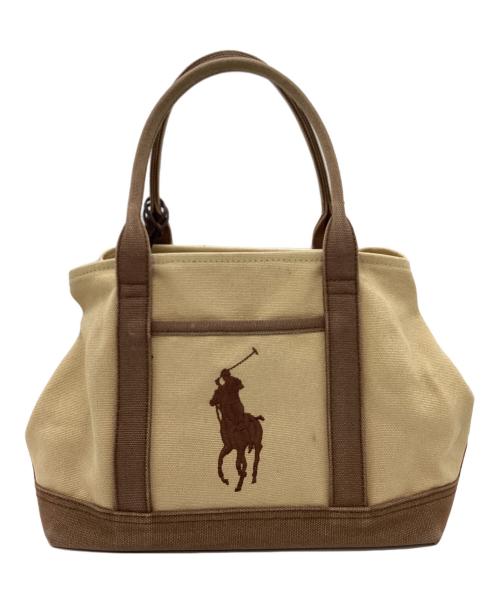 POLO RALPH LAUREN（ポロ・ラルフローレン）POLO RALPH LAUREN (ポロ・ラルフローレン) POLO RALPH LAUREN　ハンドバッグ ベージュ×ブラウンの古着・服飾アイテム